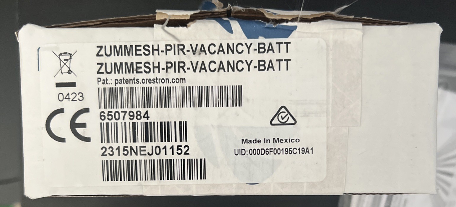 CRESTRON ZUMMESH-PIR-VACANCY-BATT Wireless Vacancy Sensor (w/ Battery) *NEW*