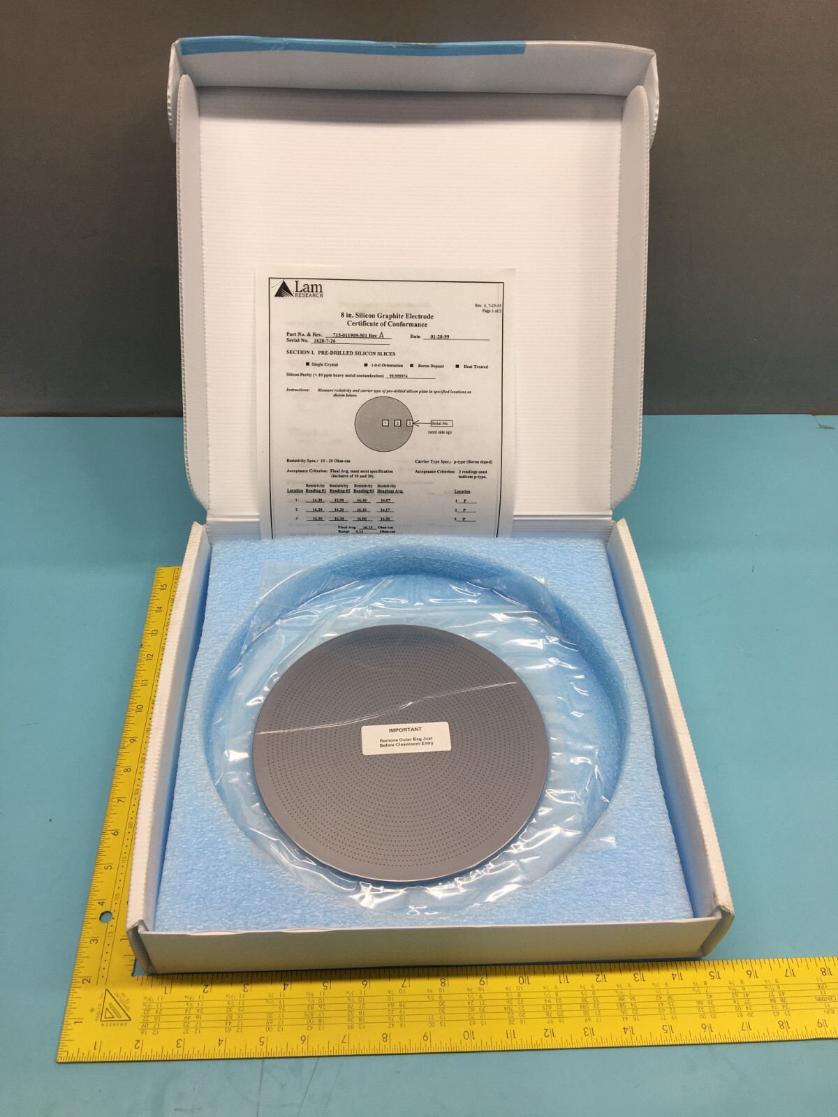 LAM 715-011909-501 PLATE, UPPER ELCTDRODE 8″ POLISHED CAPTIVE, 123435