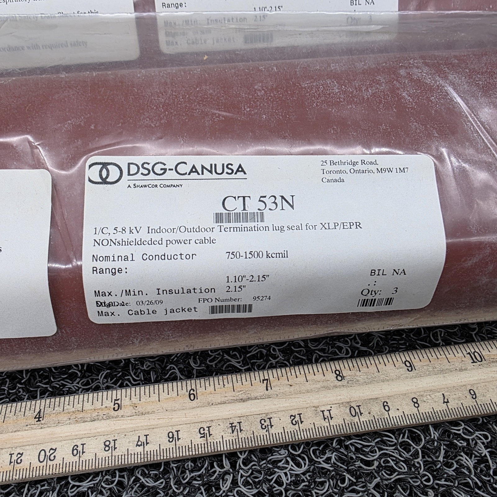 DSG-CANUSA CT 53N Heat Shrink Medium Voltage Termination Kit-Box of 3