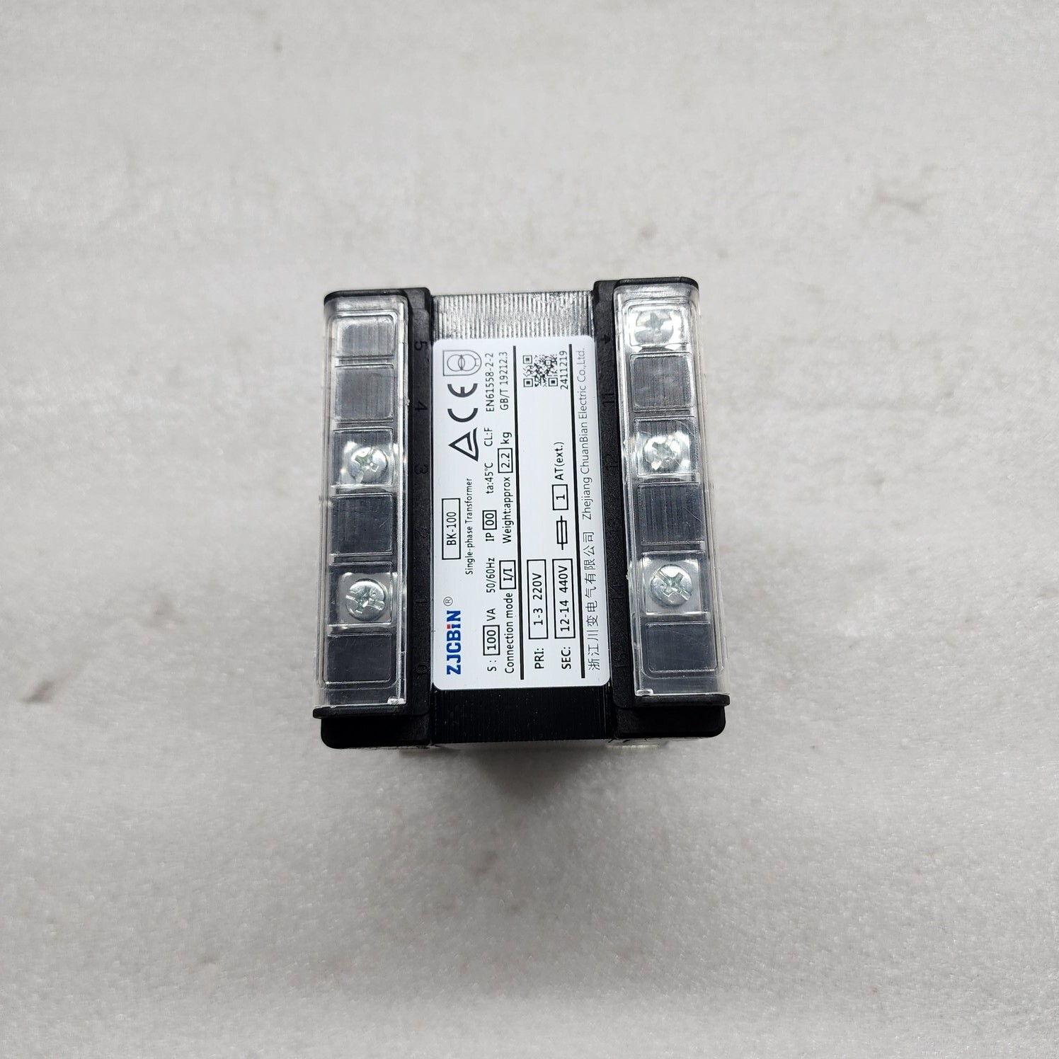 ZHEJIANG CHUANBIAN ELECTRIC BK-100 SINGLE PHASE TRANSFORMER 100VA 220V TO 440V