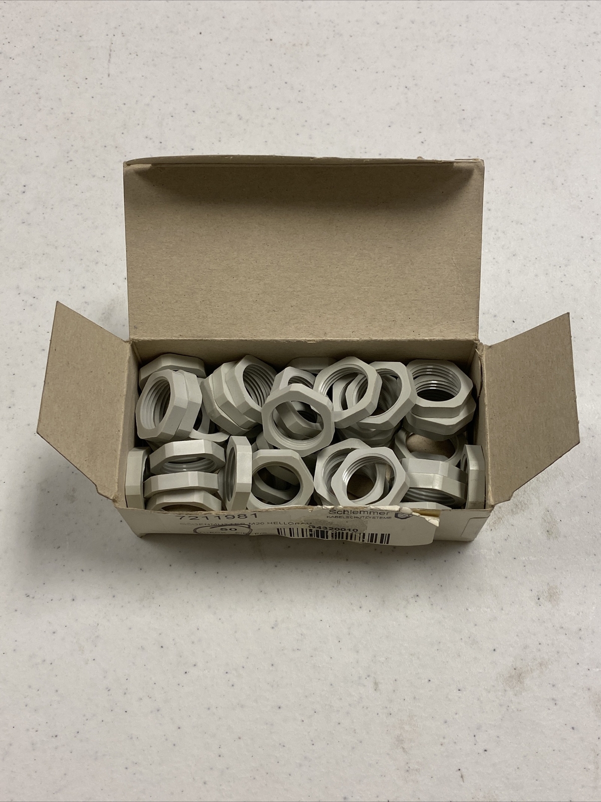 New Lot Of (50) Altech Corp. Schlemmer 7211981 Gegenmutter M20 Locknut Hellgrau