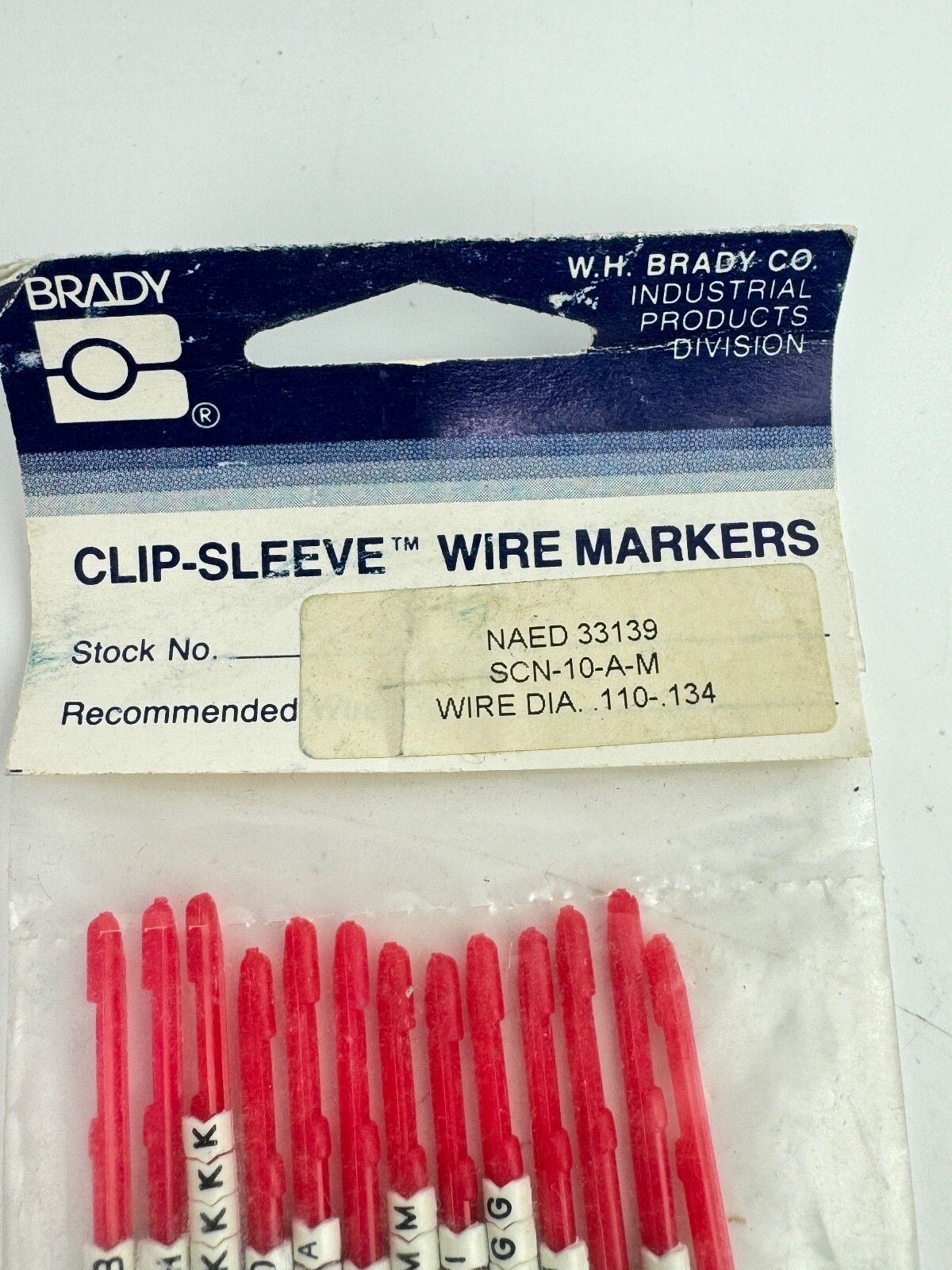 BRADY SCN-10-A-M Wire Marker Clip Sleeve Wire Dia .110