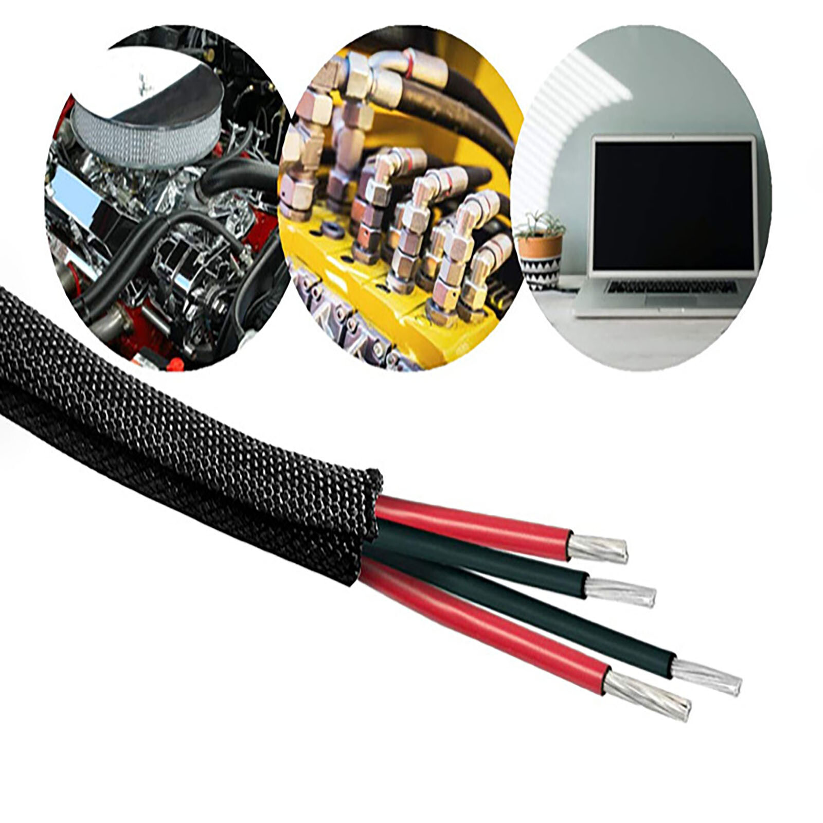 Braided Split Cable Wire Sleeve Self-WRAP Wire Harnessing Sheathing 3mm to 60mm