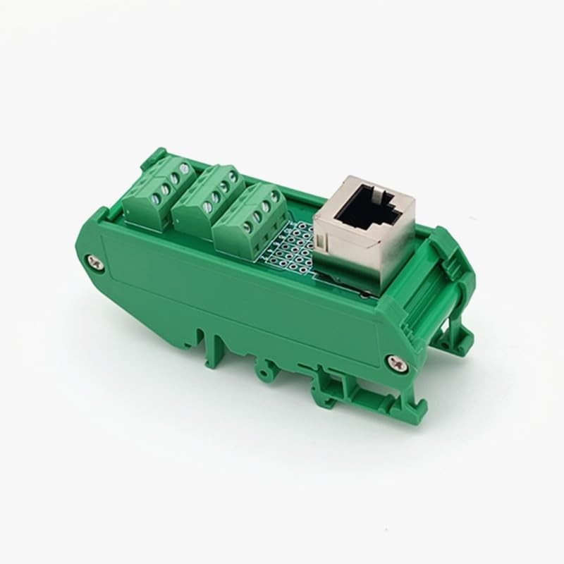 Slim DIN Rail Mount RJ50 10P10C Breakout Board Interface Module