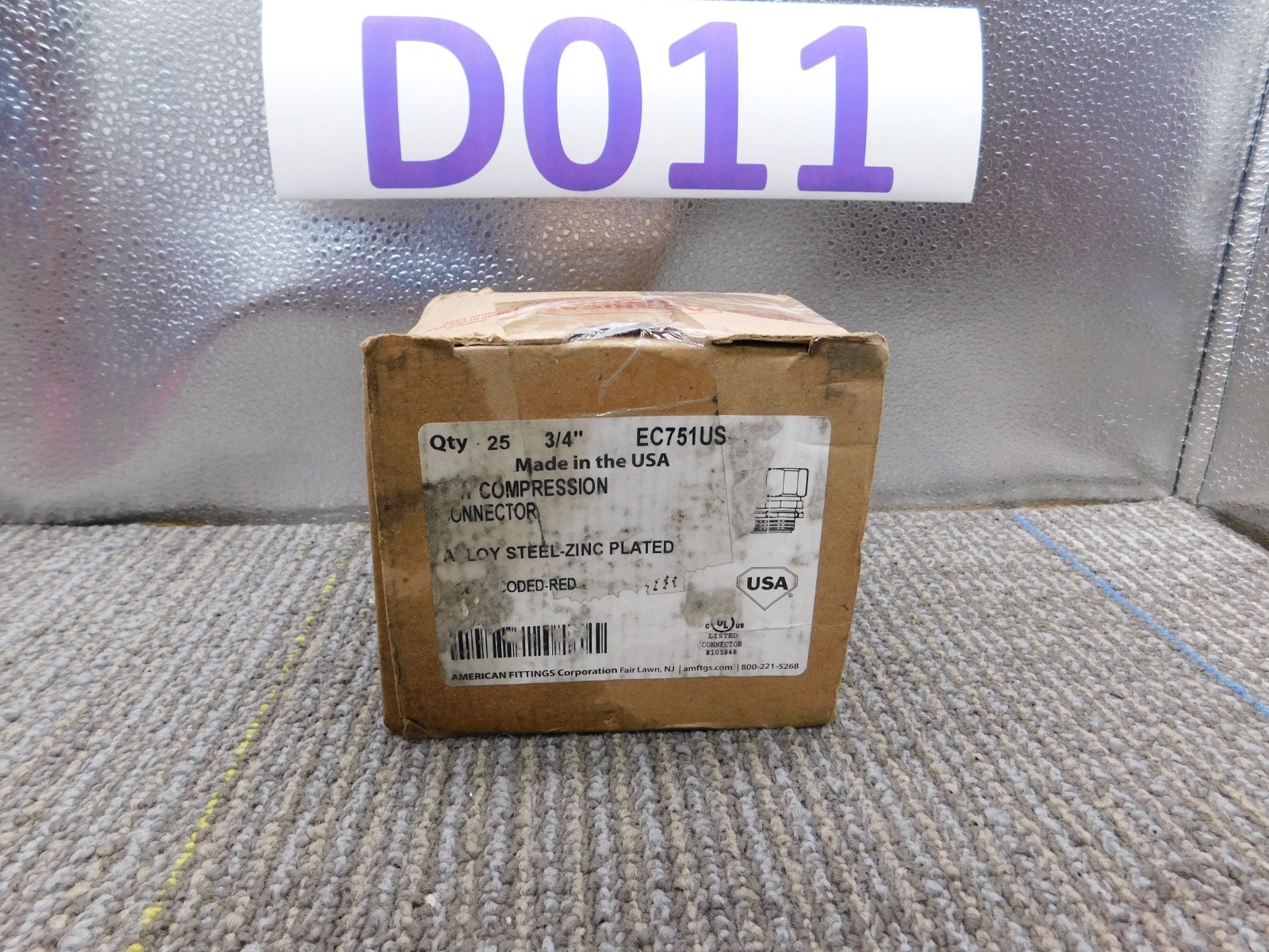 New Box of 25 American Fittings EC751US 3/4″ Steel Compression EMT Connector