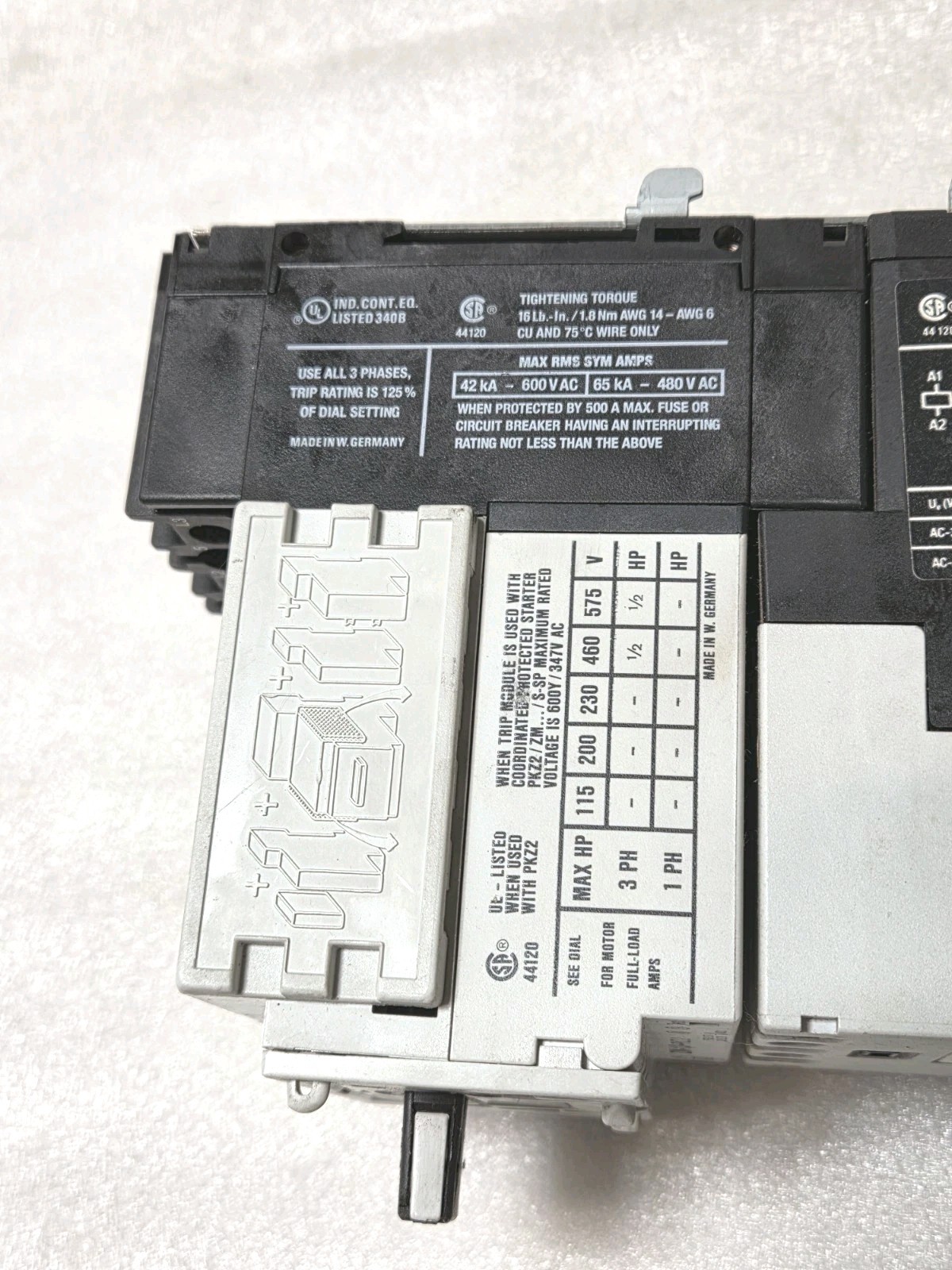 Klockner Moeller S-PKZ2,  ZM-1,0-PKZ2,PKZ2 Combination Starter Motor Protector