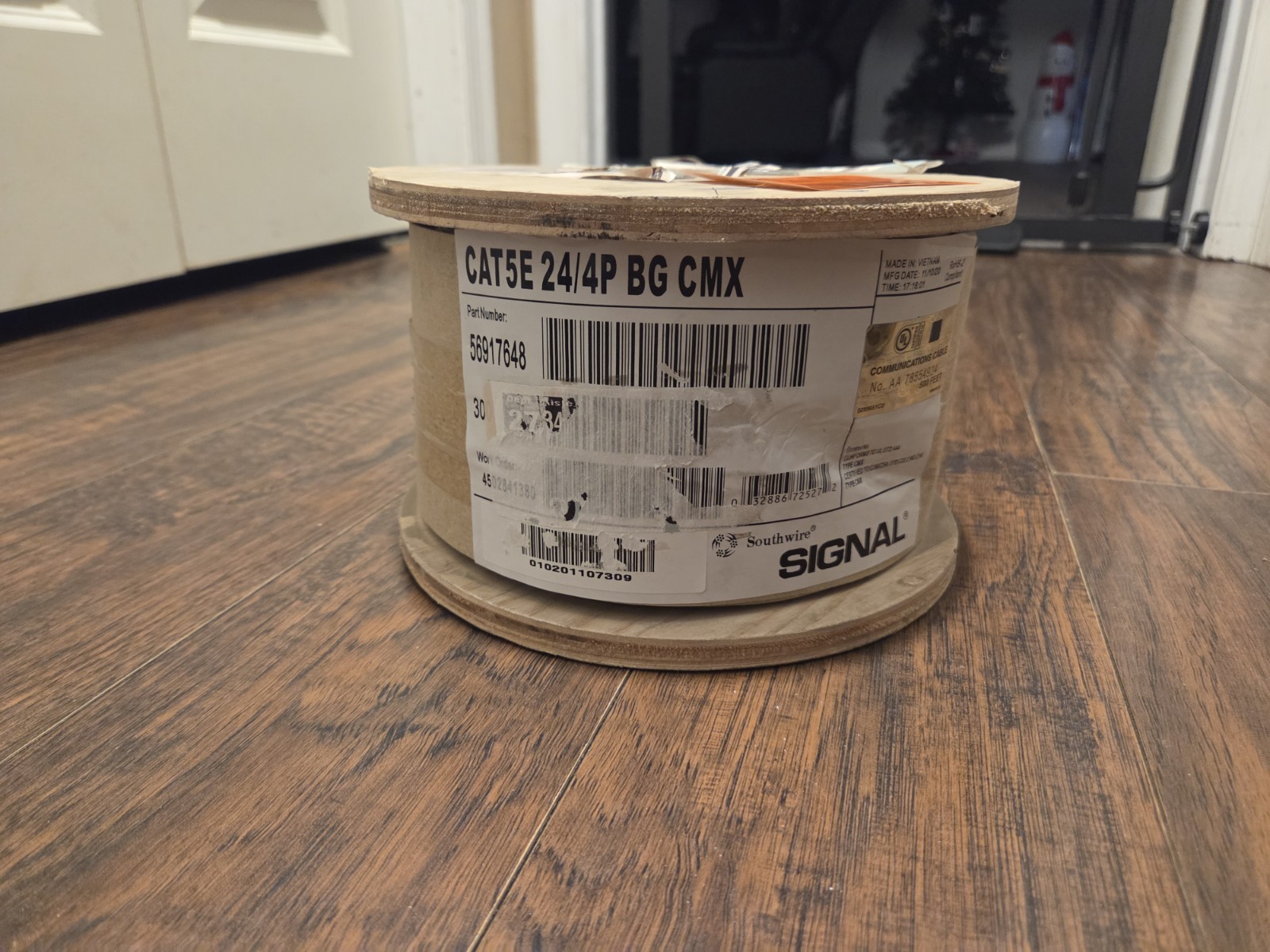 Southwire 300 ft. Tan 24/4 Solid CU CAT5e CMR-CMX Indoor/Outdoor Data Cable