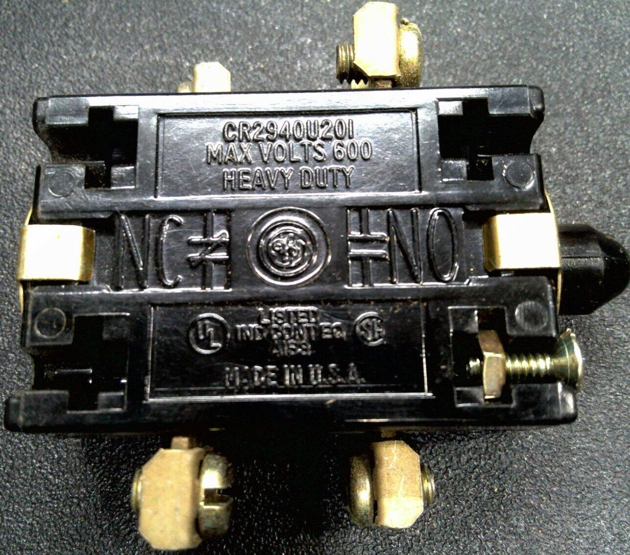 Lot of (2) General Electric CR2940U201 Contact Block 600vac w/ Knob & Plate