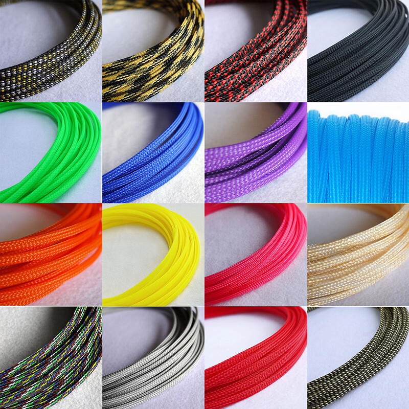 18 Colors Braided Electrics Cable Wire Sleeve PET Expandable Wire Sheath Harness