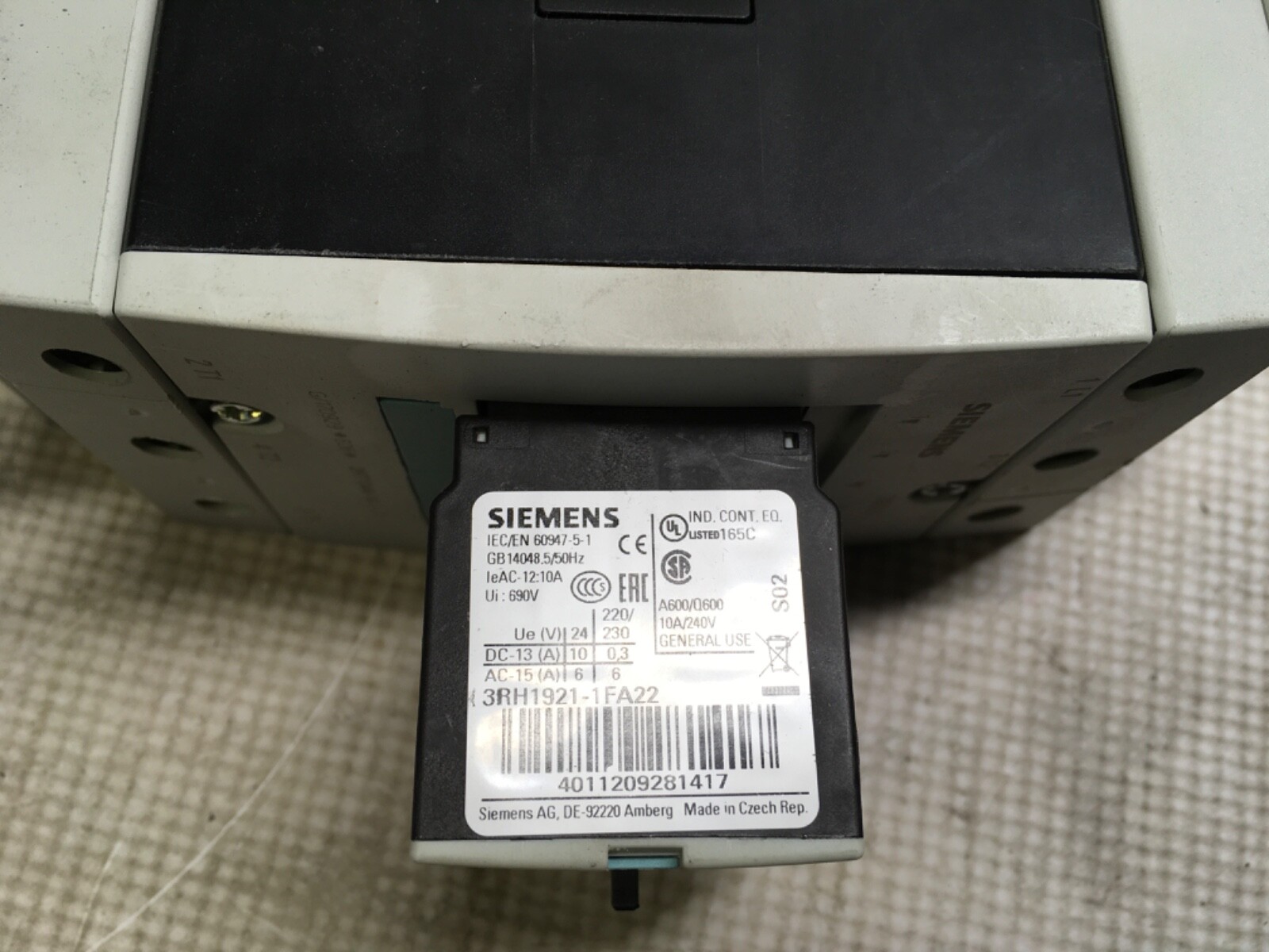 Siemens Contactor, 3RT1044-1A..0, 110v coil, RJ-52