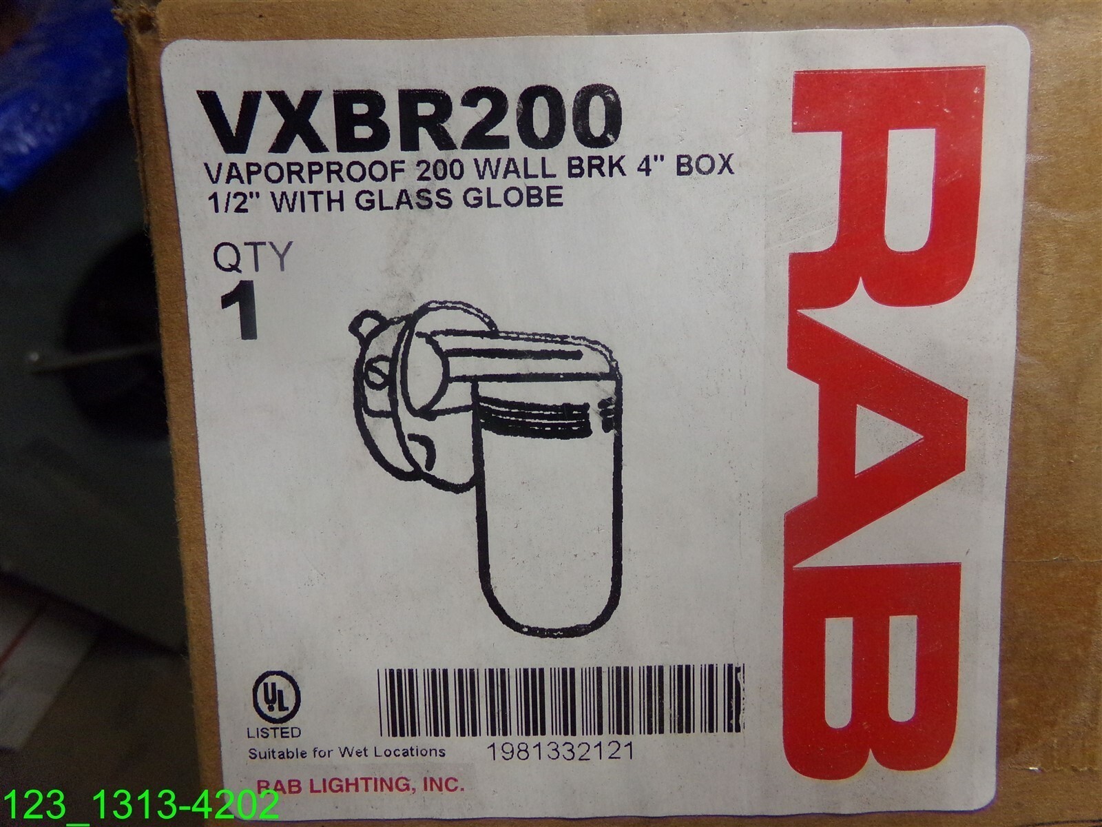 RAB Vaporproof Incandescent Light Fixture VXBR200