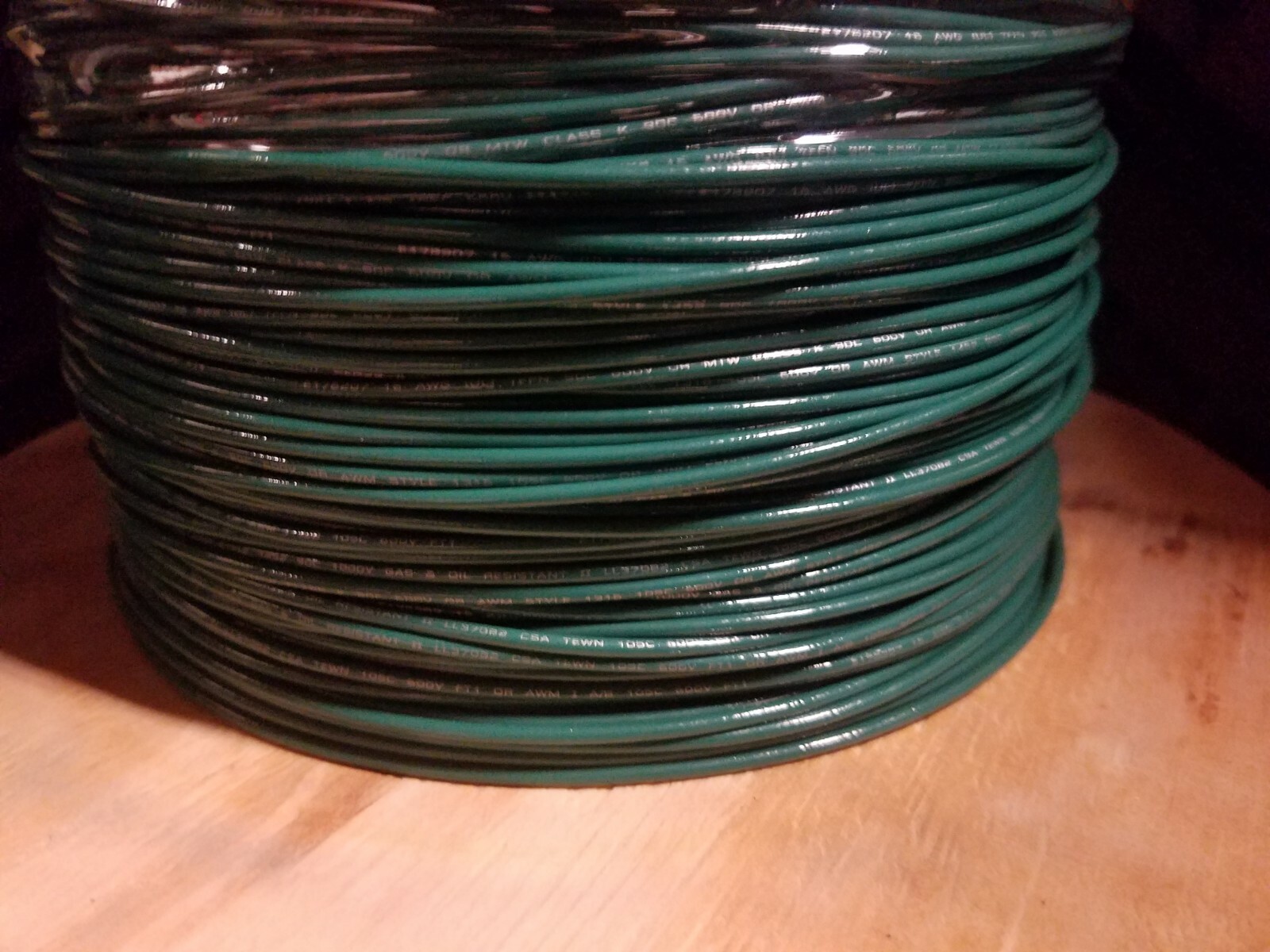 16 GAUGE TFFN WIRE GREEN 2500′ FEET REEL 600V COPPER STRANDED GROUND WIRE