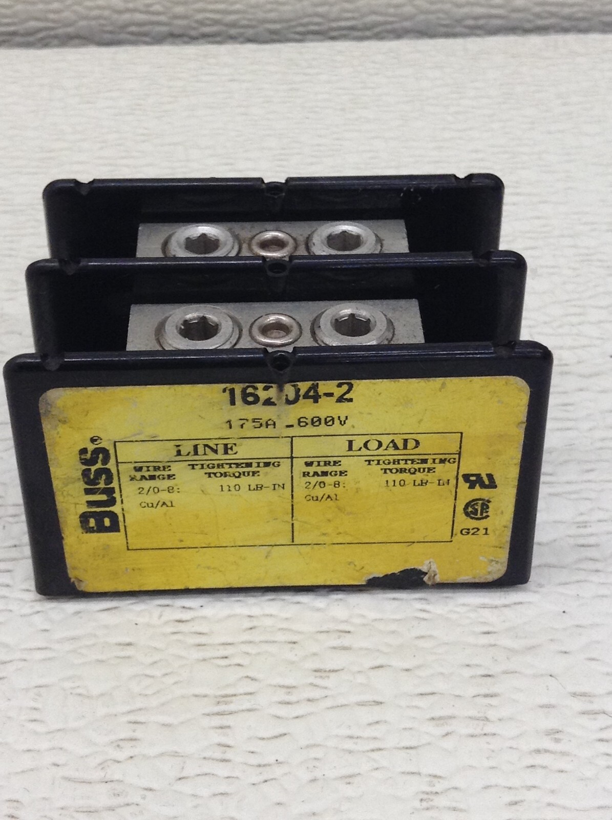 Cooper Bussmann 16204-2 Power Distribution Block 3 Pole 175 A 600 V Buss (TSC)