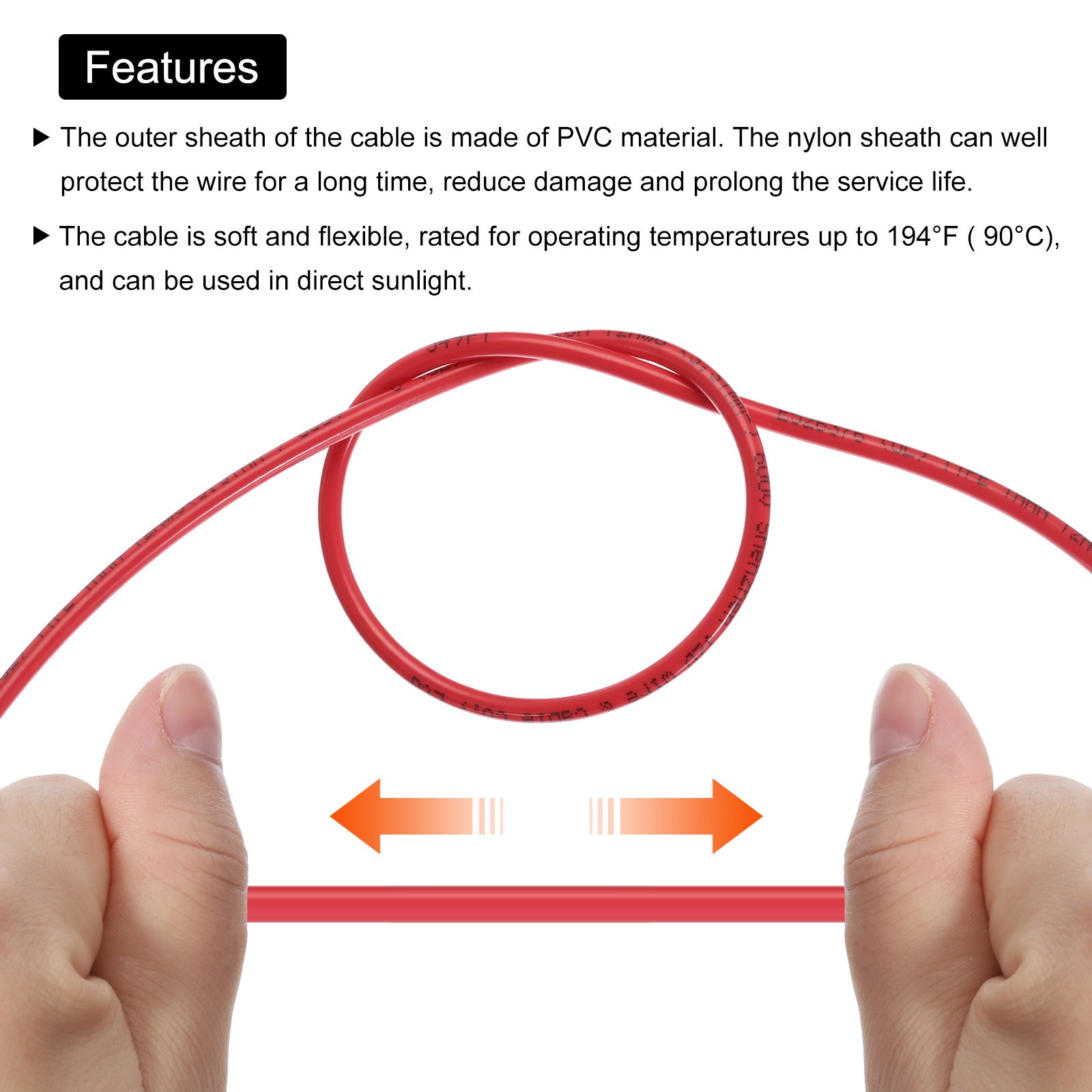 10 Feet 12 AWG Gauge THHN Stranded Red Copper Building Wire 600V
