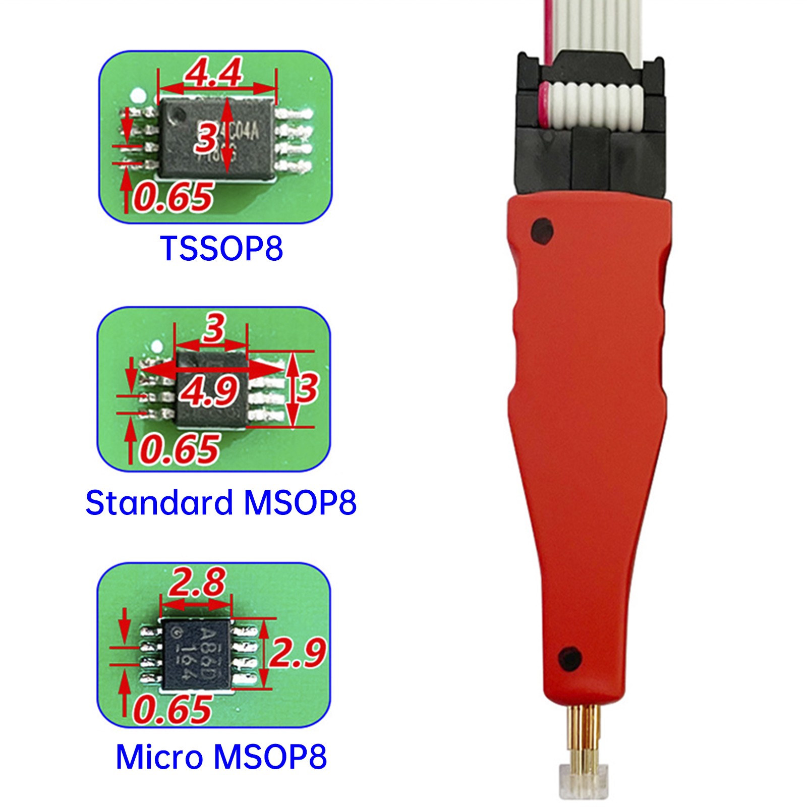 TSSOP8/MSOP8 Chip Burn Test Probe Micro Chip Spring Pin Car Connection Cable