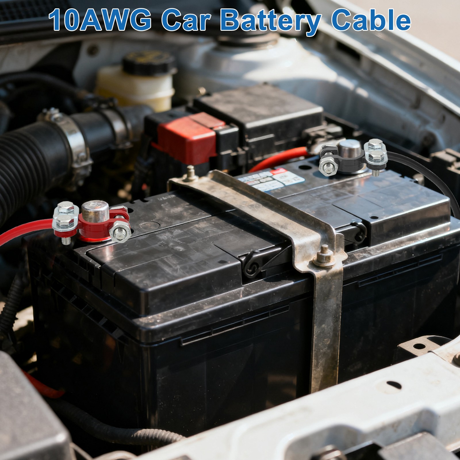10AWG 100cm Connectors for Battery Terminals w/ 3/8″ Lugs Car Inverter Golf Cart