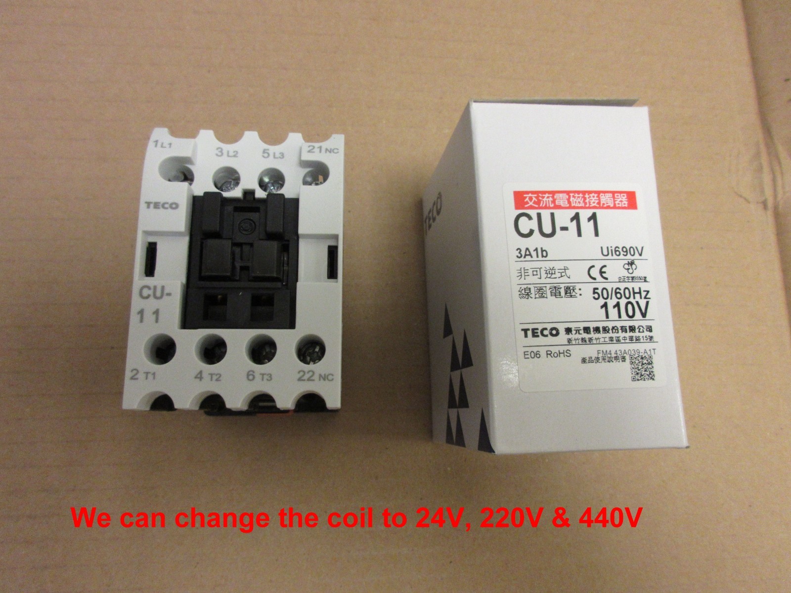 TECO CU-11-440V Magnetic Contactor 3A1B 50/60 Hz (NC)