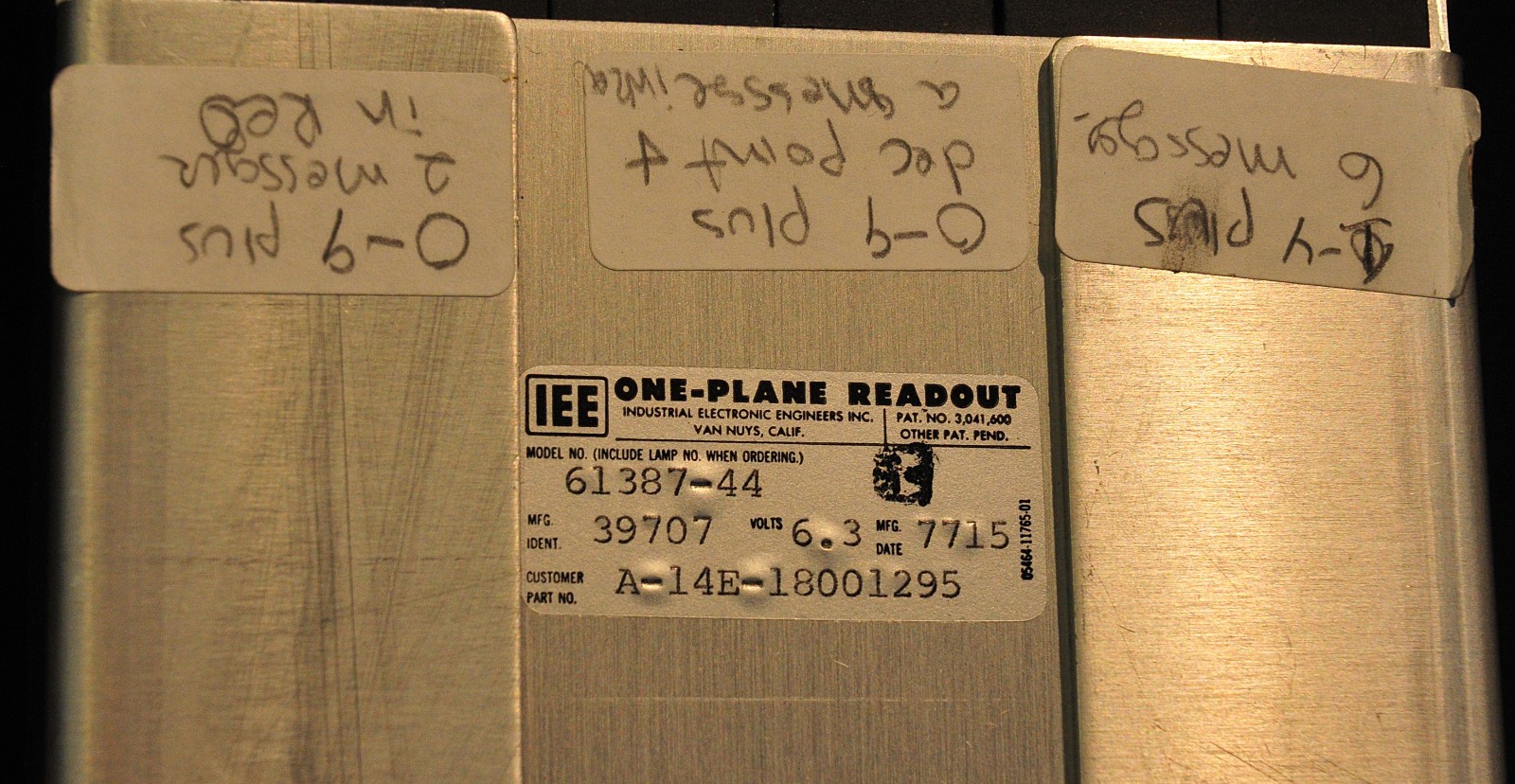 WORKING Vintage IEE One-Plane In Line Readout 3 Unit Module 61387-44 with Mount