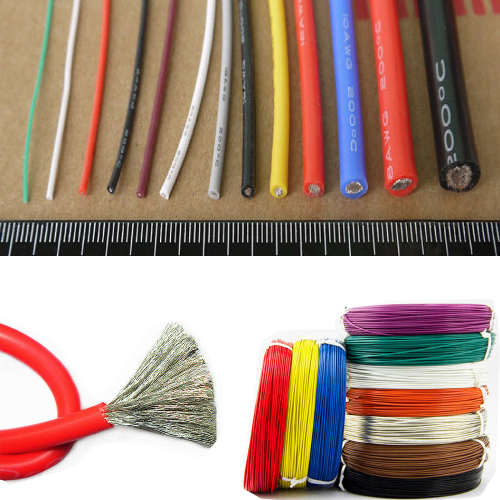 30/28/26/24/22/20/18/16/14/12 awg Silicone Stranded Wire Kits 6 Colors Mixed 30M
