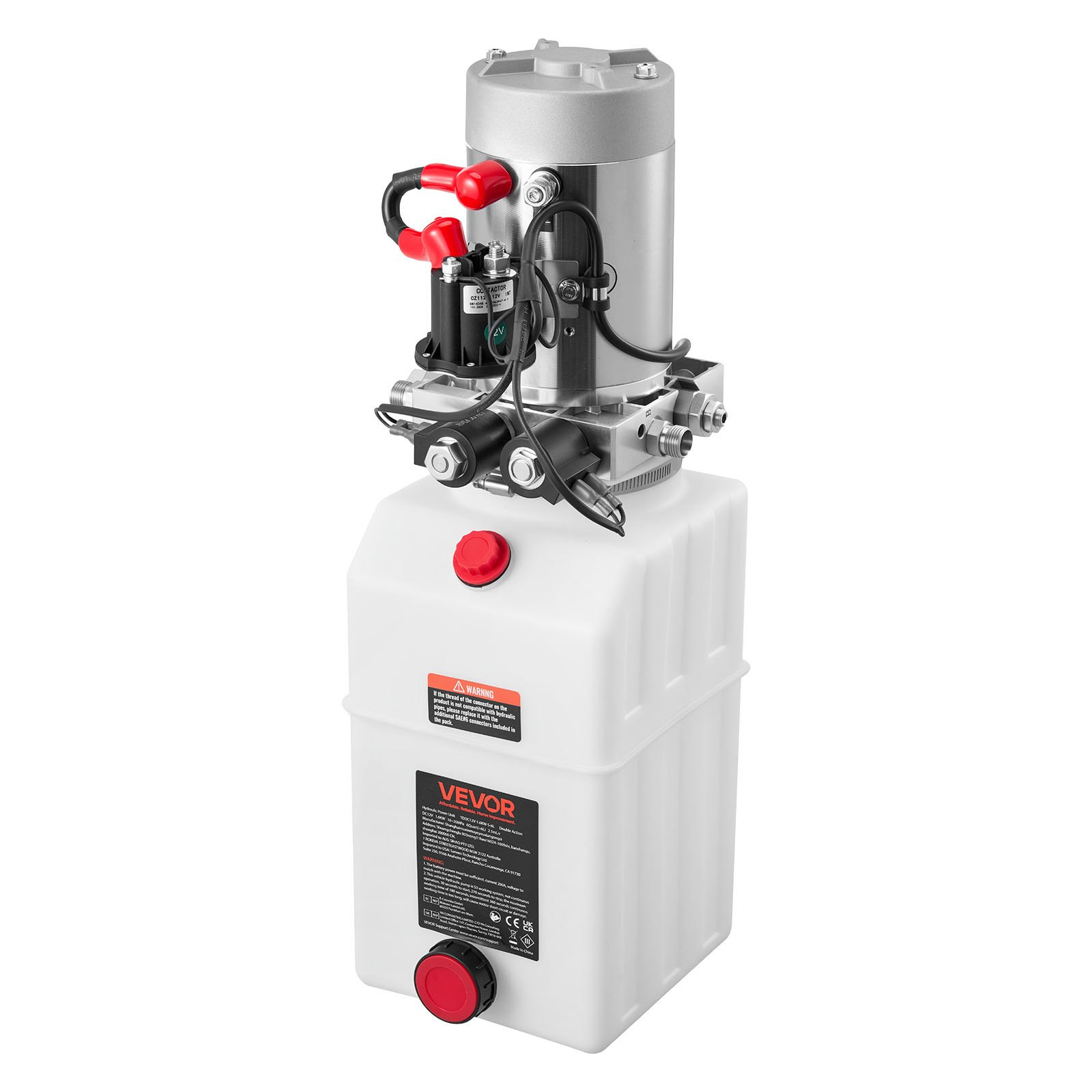 6 Quart 12V Double Acting Hydraulic Power Unit Dump Trailer Pump White