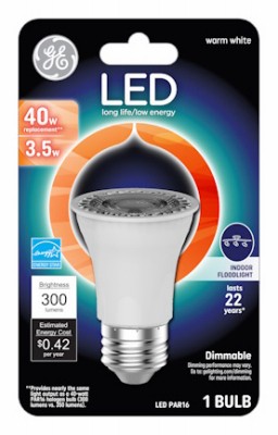 LED Floodlight Bulb,Indoor,PAR16,Bright White,260 Lumens,3.5 Watt – 93129781