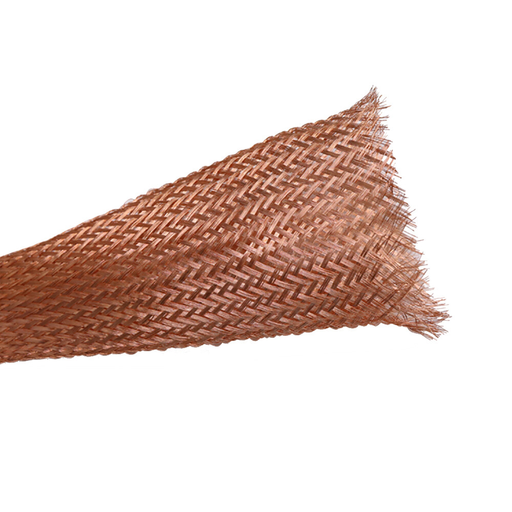 2-28mm Braided Ground Strap Copper Flat Braid Shielding Sleeve SingleWire 0.12mm