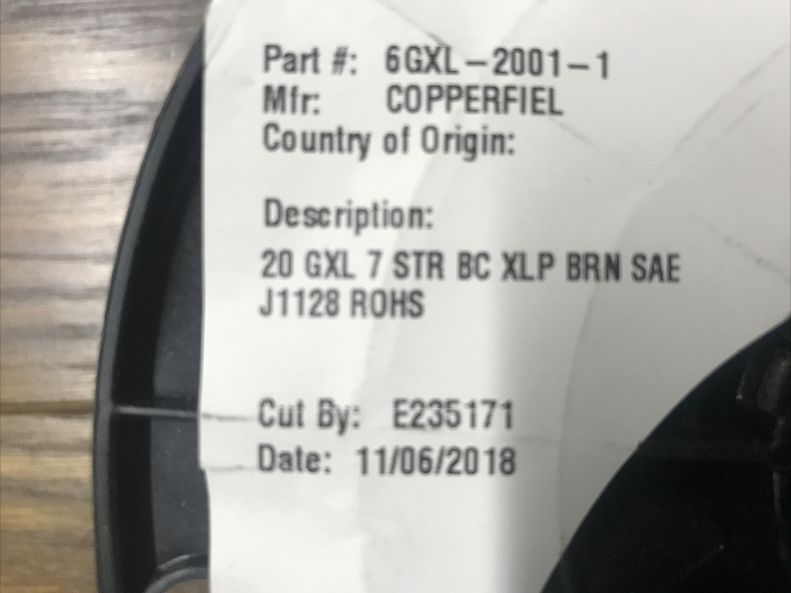25 Ft Copperfield #20awg SAE J1128 GXL Brown General Purpose Wire # 6GXL2001-1