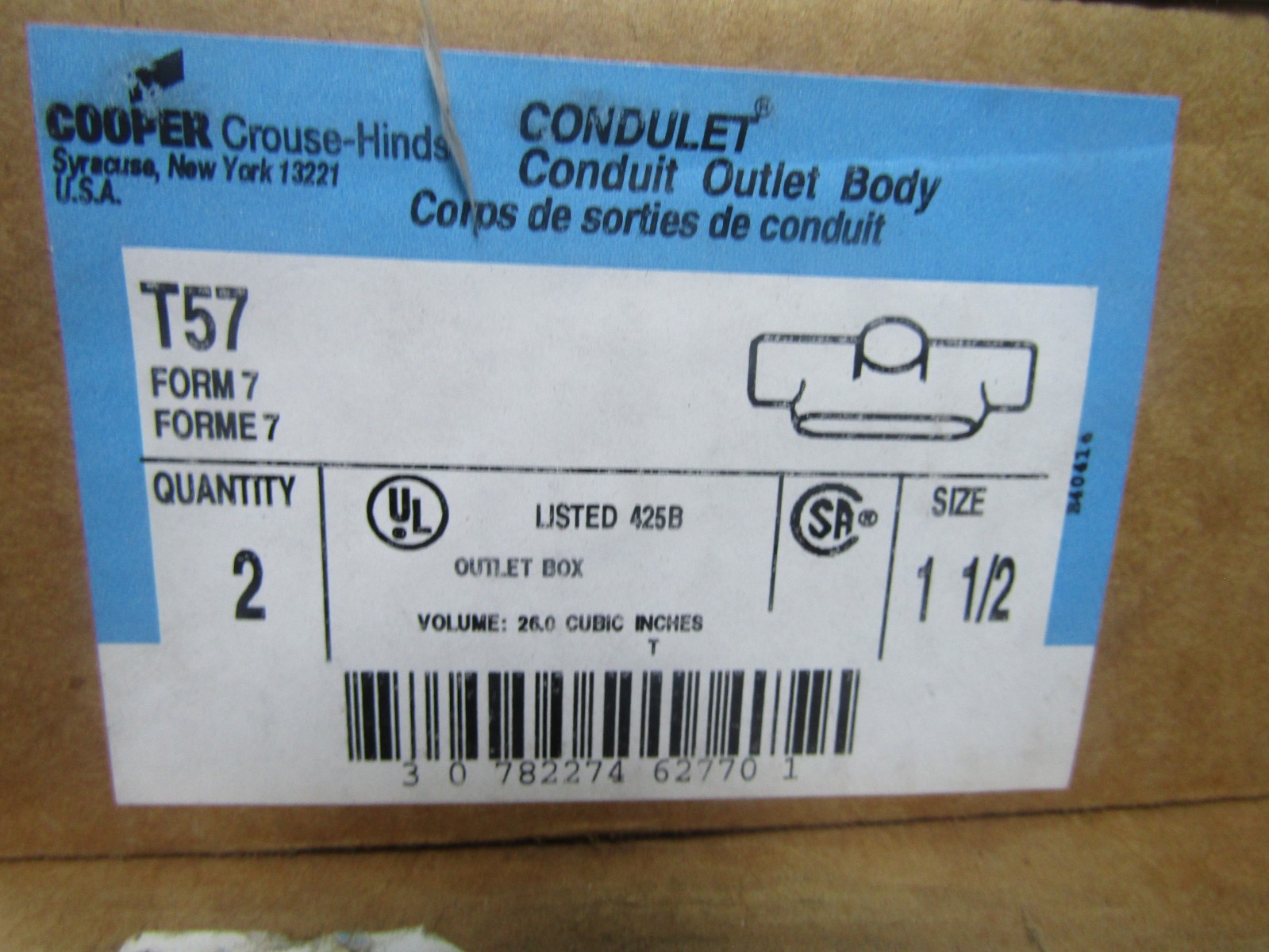 ✌️2) NEW CROUSE HINDS 1-1/2″ FORM 7 CAST CONDUIT BODY T57 BOX OF 2