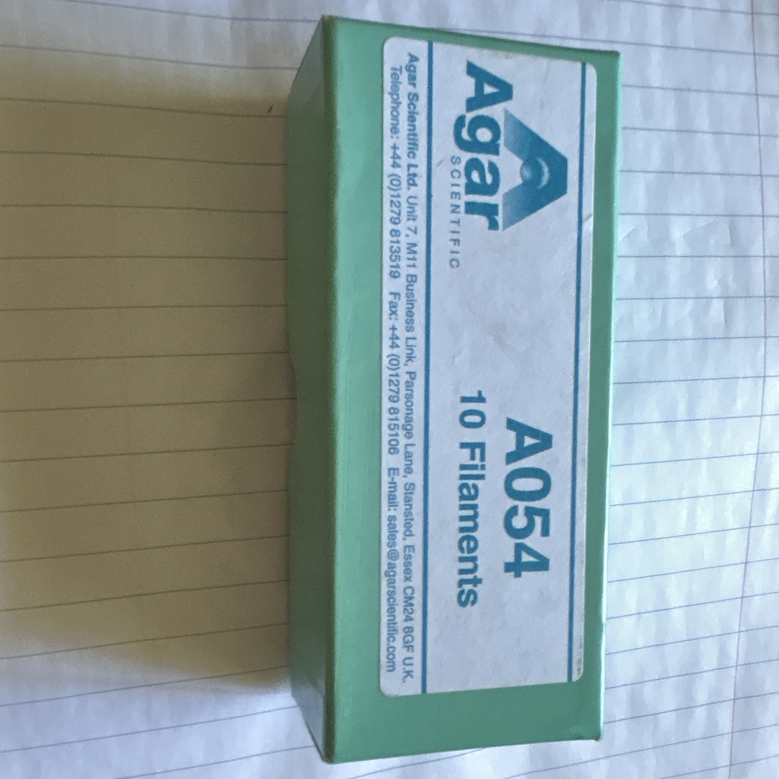 Agar Scientific. A054 Filaments. Full Box Of 10 Tungsten Filaments.