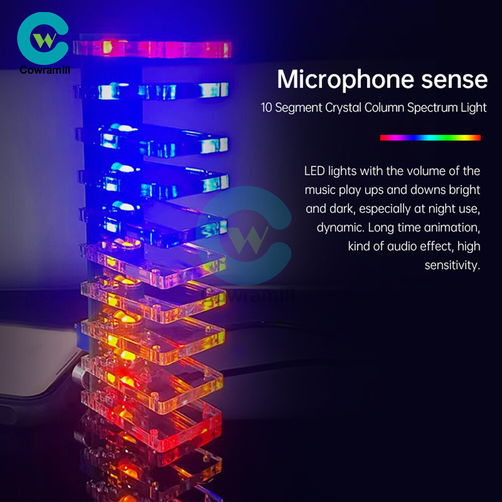 DIY LED Music Spectrum Electronic Kit Crystal Column Audio Display LM339 LM358