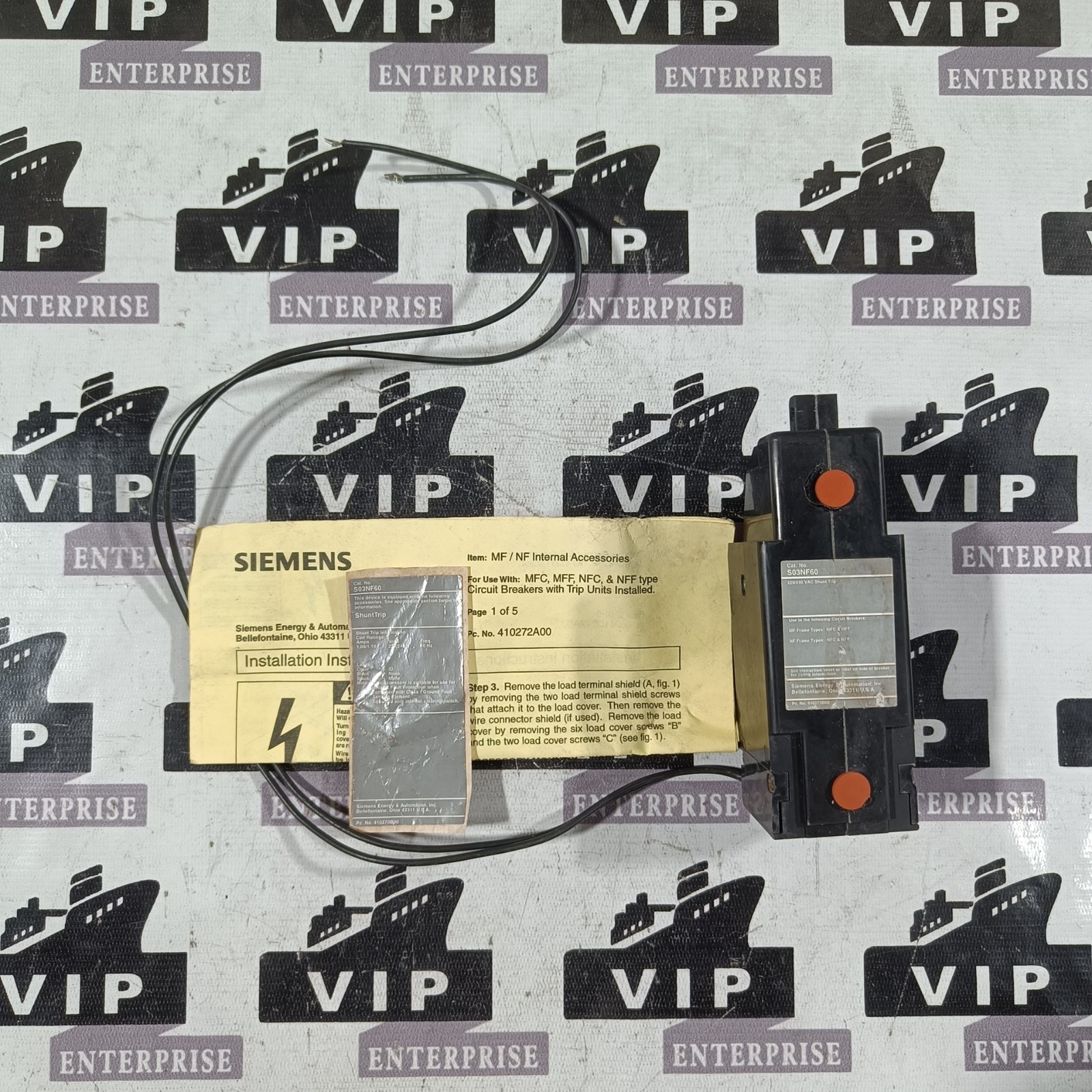 SIEMENS S03NF60 SHUNT TRIP UNIT FREE FAST SHIPPING