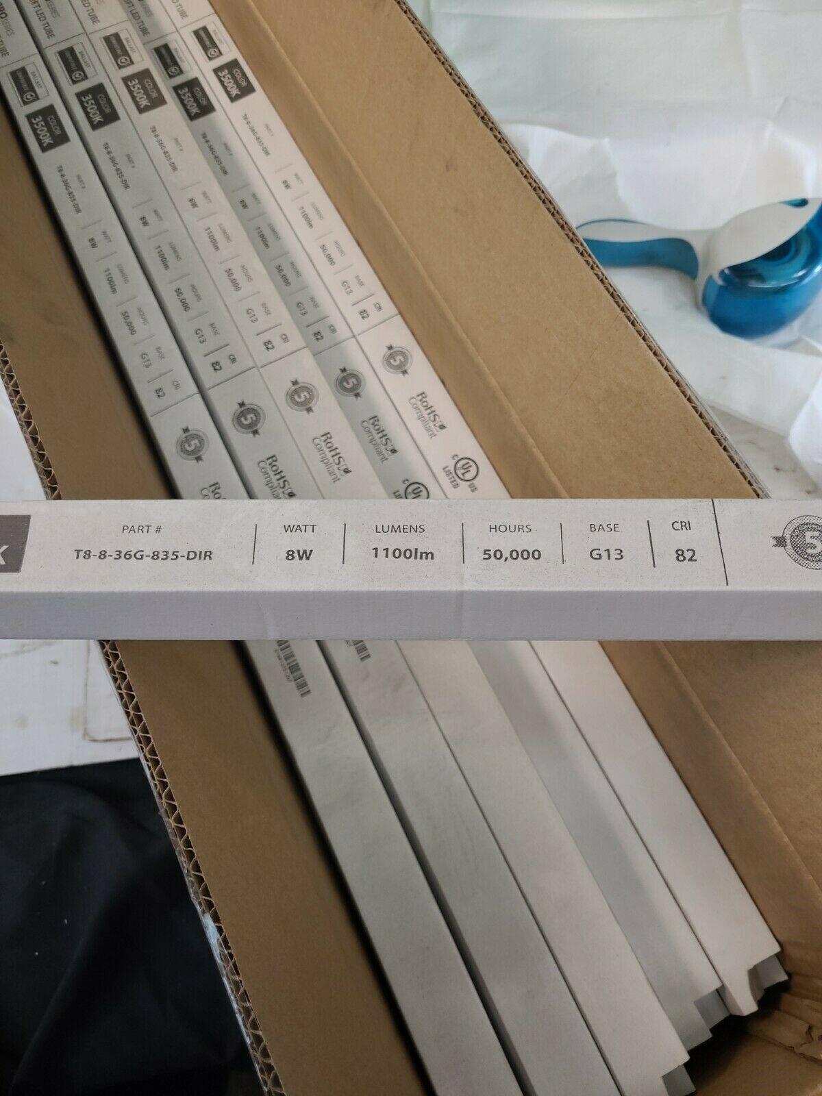 RAB T8-9-36G-835-DIR-T8 LED TUBE-8W-3500K-G13-BALLAST COMPATIBLE-LOT OF 19