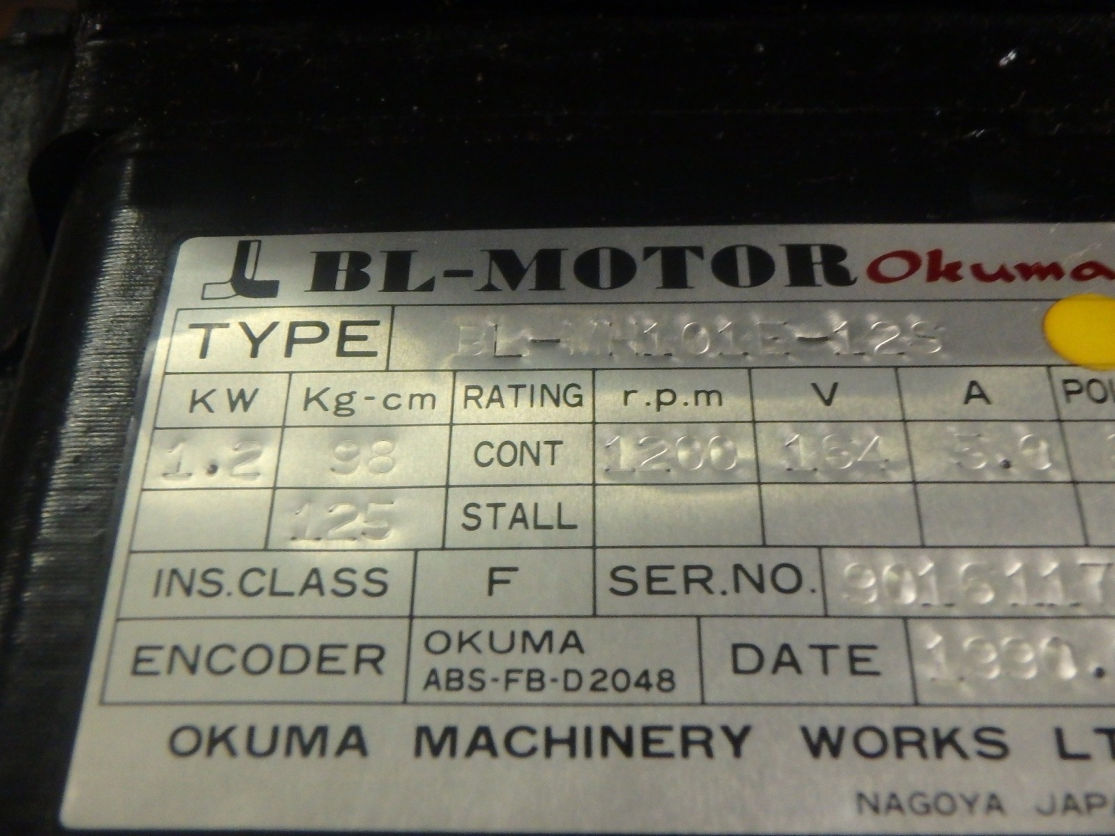 Okuma BL-Motor BL-MH101E-12S _BLMH101E12S_ Encoder ABS-FB-D2048_ABSFBD2048_USED