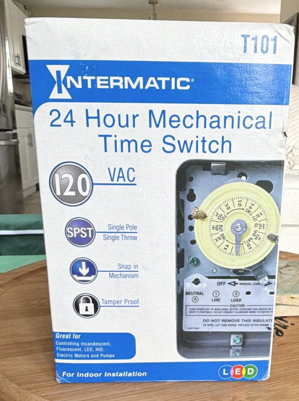 Intermatic T101 24 Hour Mechanical Time Switch 120VAC SPST Single Pole