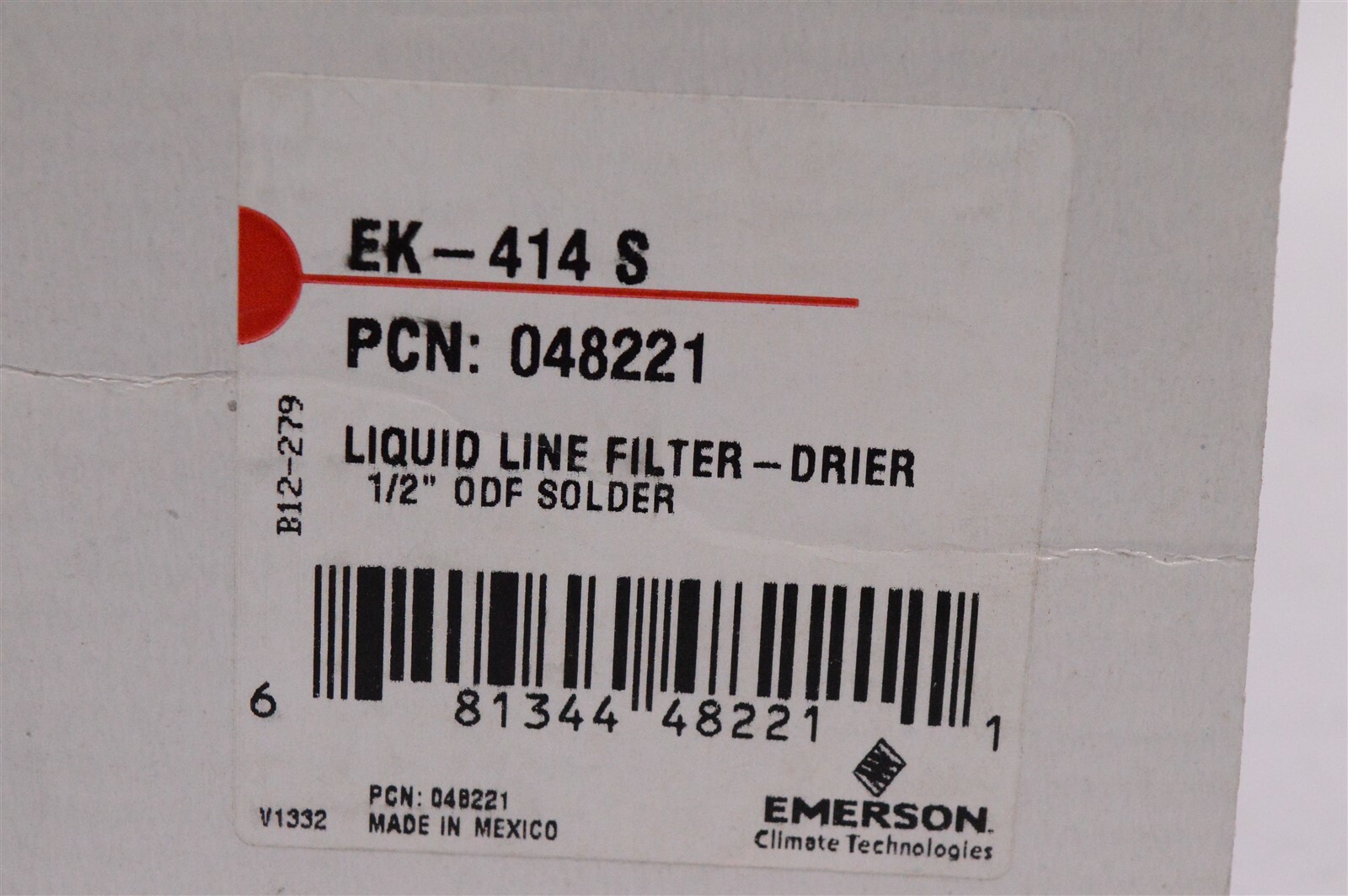 Emerson EK 1/2 ODF Solder Liquid Line Filter Drier EK – 414 S