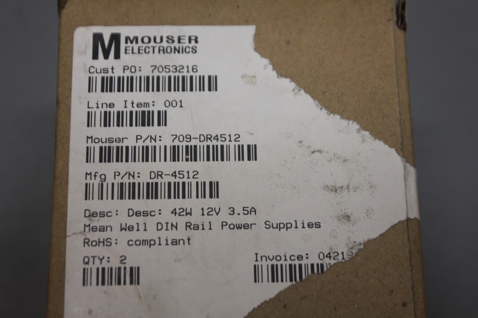 NEW MEAN WELL DR-4512 DIN RAIL POWER SUPPLY