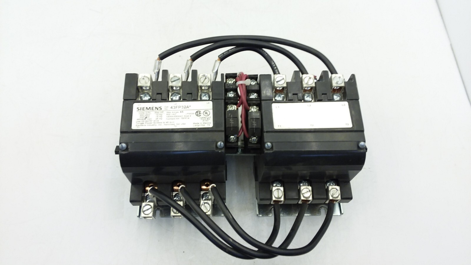 SIEMENS 43FP32AF CONTACTOR-REV OPEN 110/120VAC 50/60HZ 45AMP MAX SIZE 2 NNB