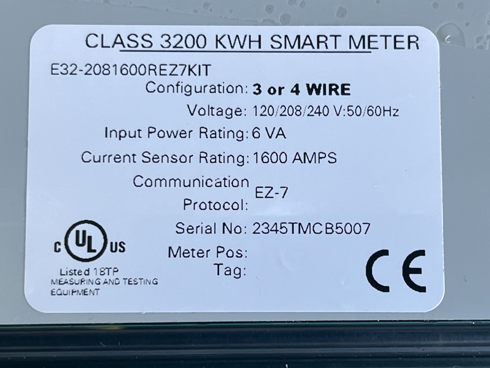 HONEYWELL E-MON SUB METER E32-2081600REZ7KIT 3200 SMART METER 1600 Amp