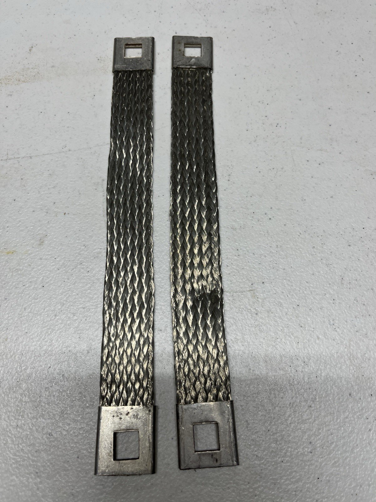 Flat Braided Tinned Copper Jumper Grounding Strap 10”x 1” X 3/8” Square Hole