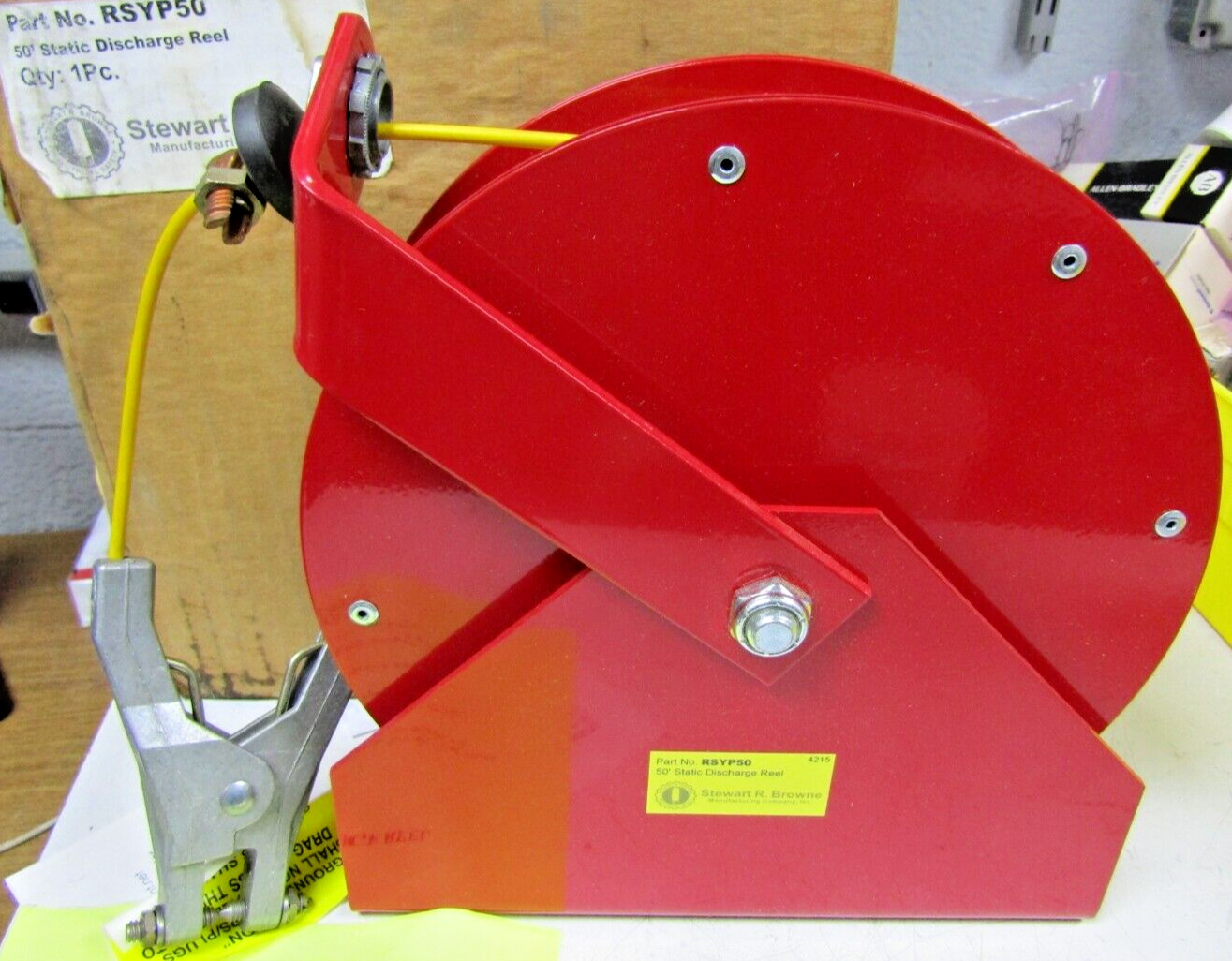 🔥NEW STEWART R. BROWN 50′ STATIC DISCHARGE REEL 50 FEET RSYP50