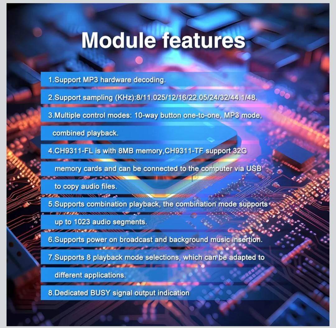 20W Voice Playback Module, TF Card 32GB Sound Board USB Downloadable MP3…