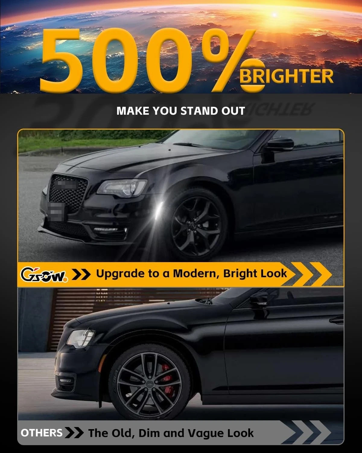 4 PCS LED Side Marker Light Kits for 300 2015-2024, Full LED Strip White Front