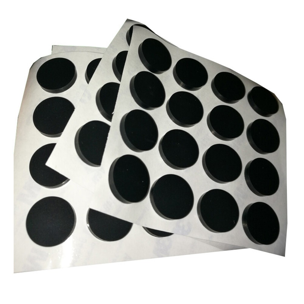 Black 4 -179mm Silicone Rubber Feet Non Slip Round Anti Impact Self Adhesive Pad