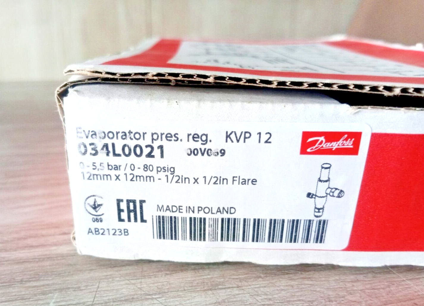1PC- Danfoss 034L0021 Evaporator pressure regulator, KVP 12, 1/2 in- NEW