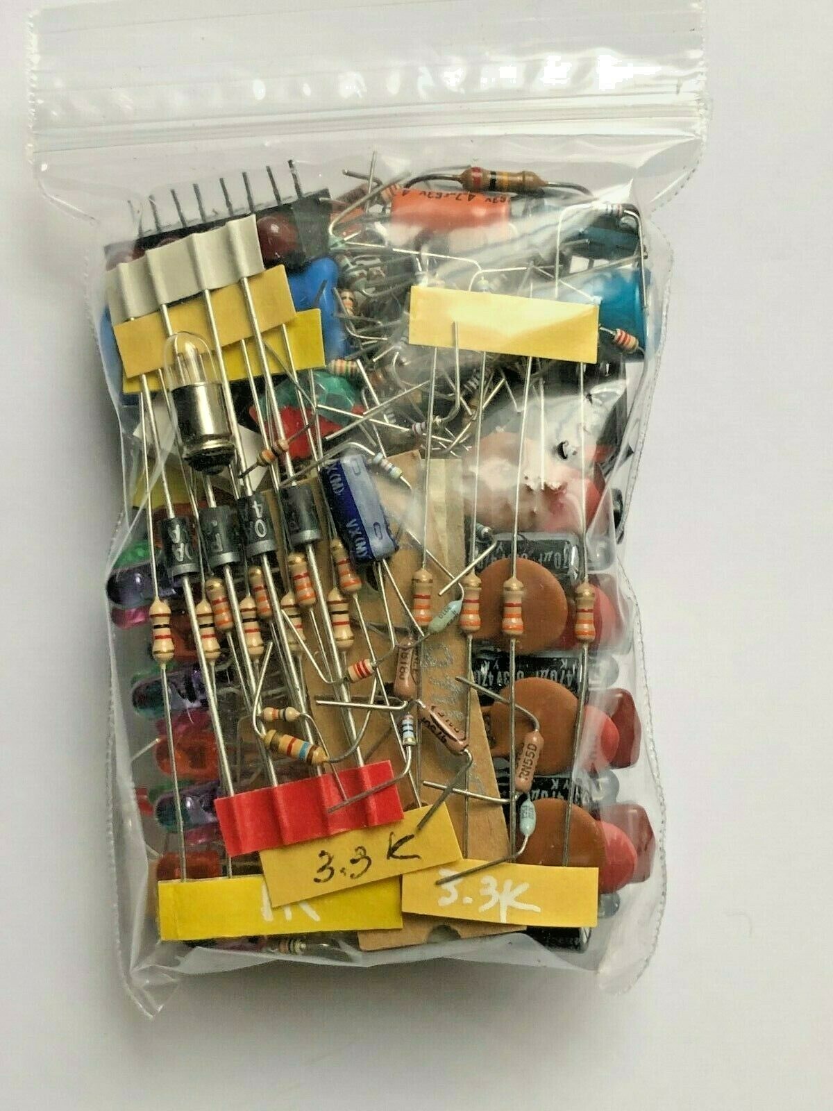 Electronic Component Parts Grab Bag Resistors Caps Switch LED DIP Pots Mixed Lot
