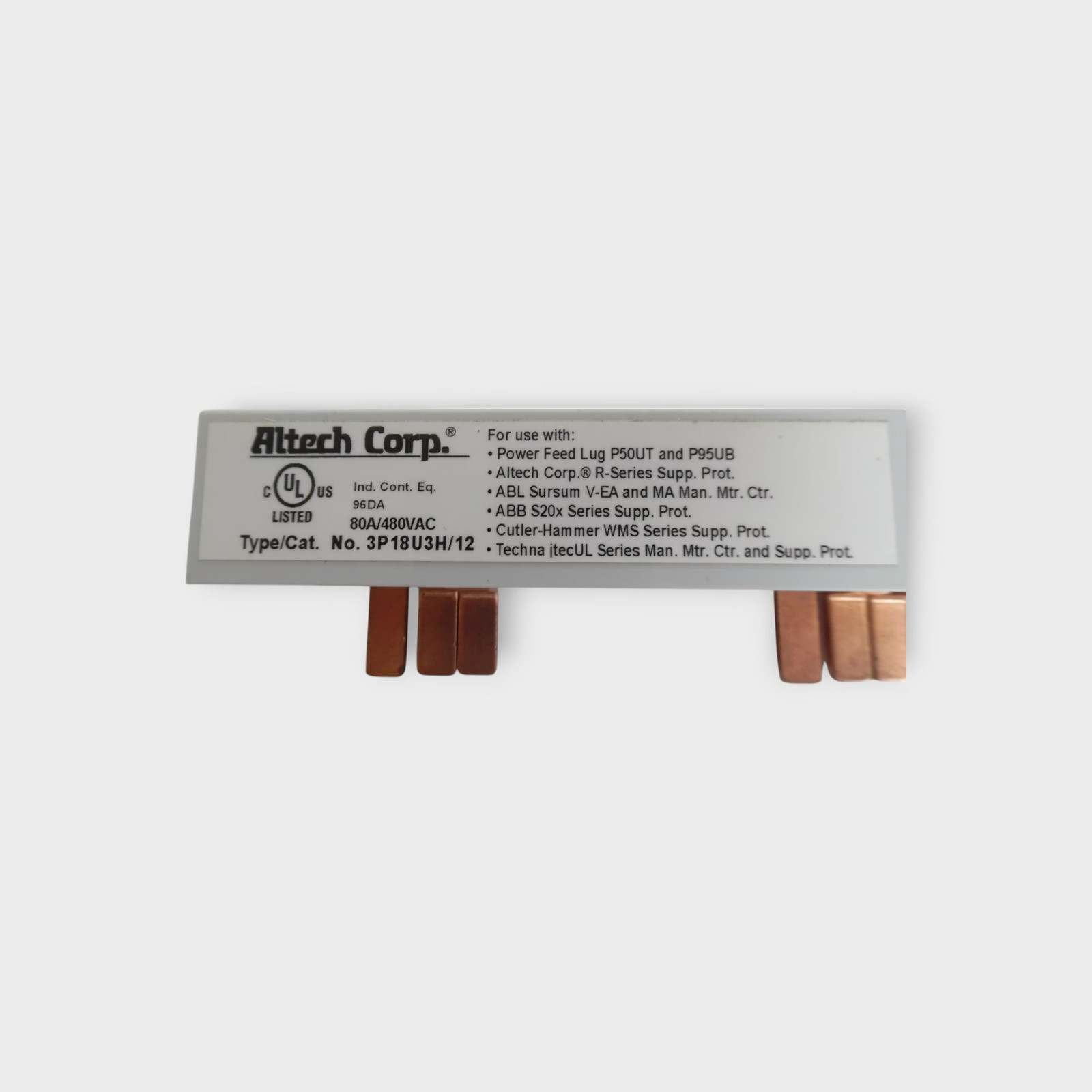 Altech Corp – 2 & 3 Phase Busbar Assortment -2P18U3/6 – 3P18U3H/9 – 3P18U3H/12 –