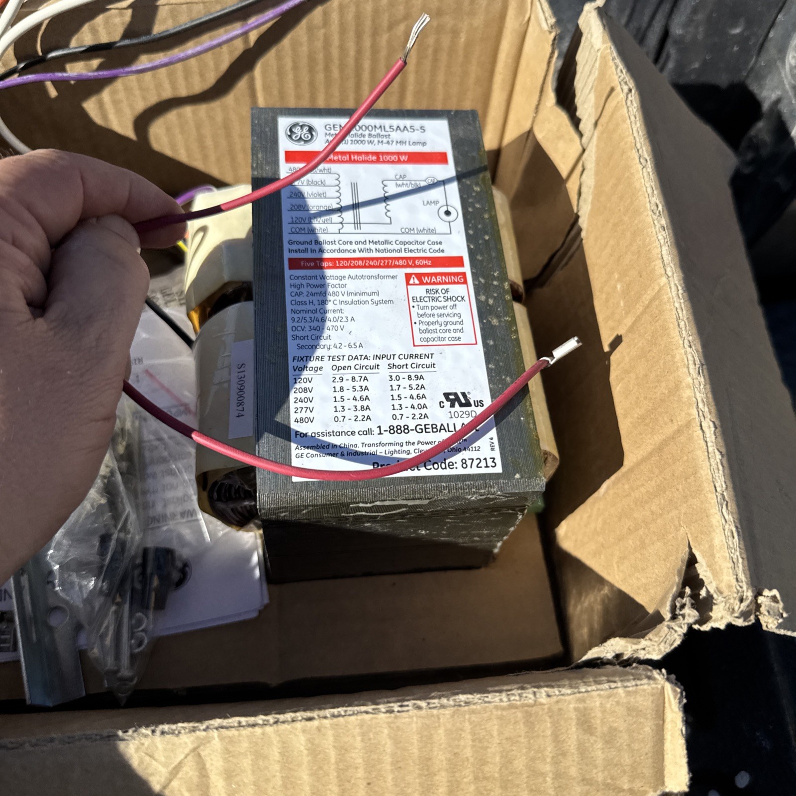 GE 87213 GEM1000ML5AA5-5 1000W HID Distrib. Replace Kit Magnetic C&C Ballast Kit