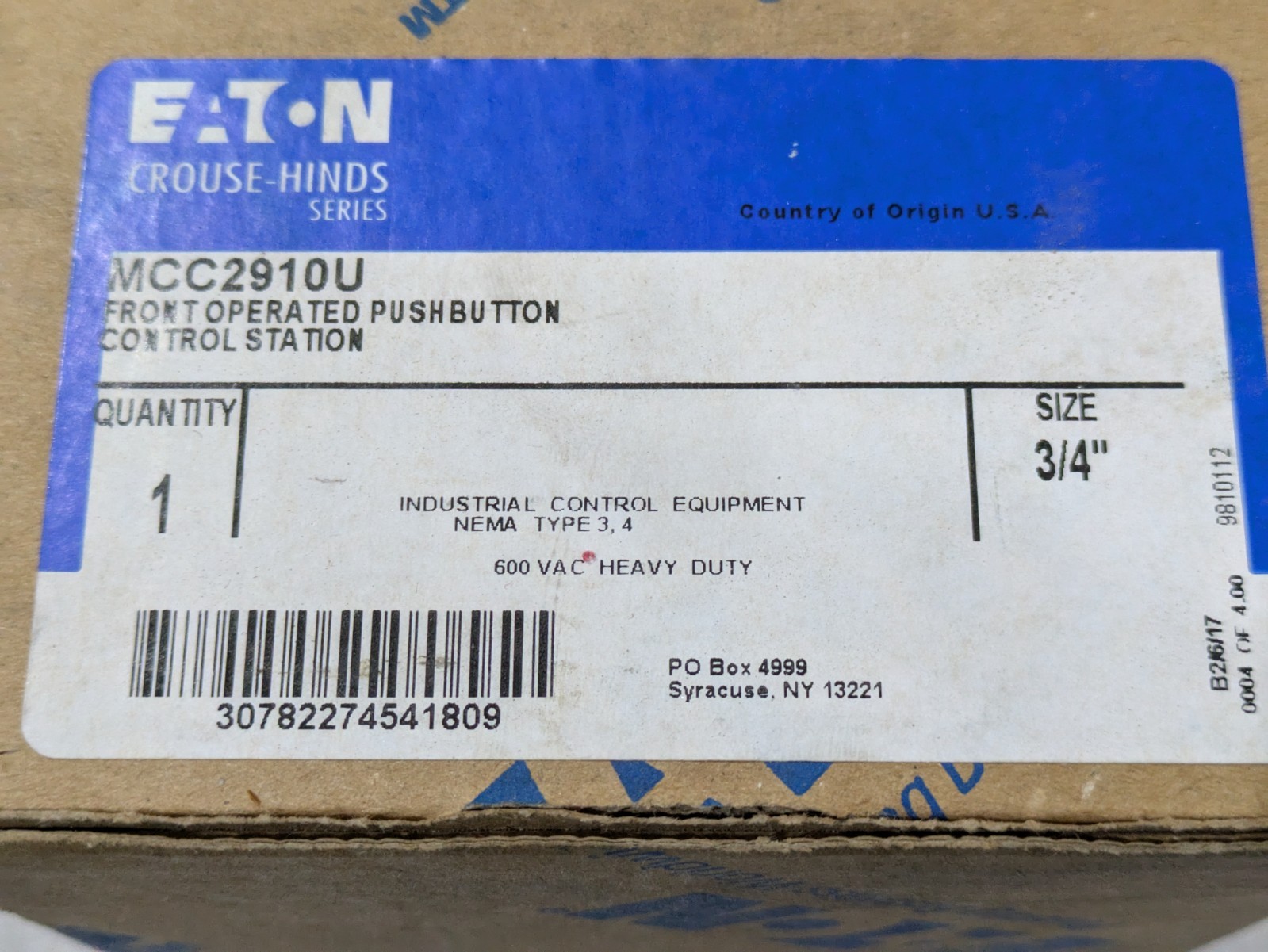 Eaton MCC2910U Model M90 10A 600V Industrial Electrical Component Hardware Spare