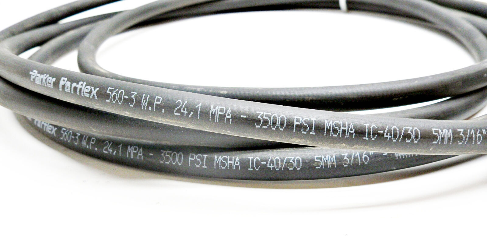 LOT OF 2 NEW PARKER PARFLX 560-3 HYDRAULIC HOSE 3500PSI IC-40/30 5MM 3/16″ 12FT