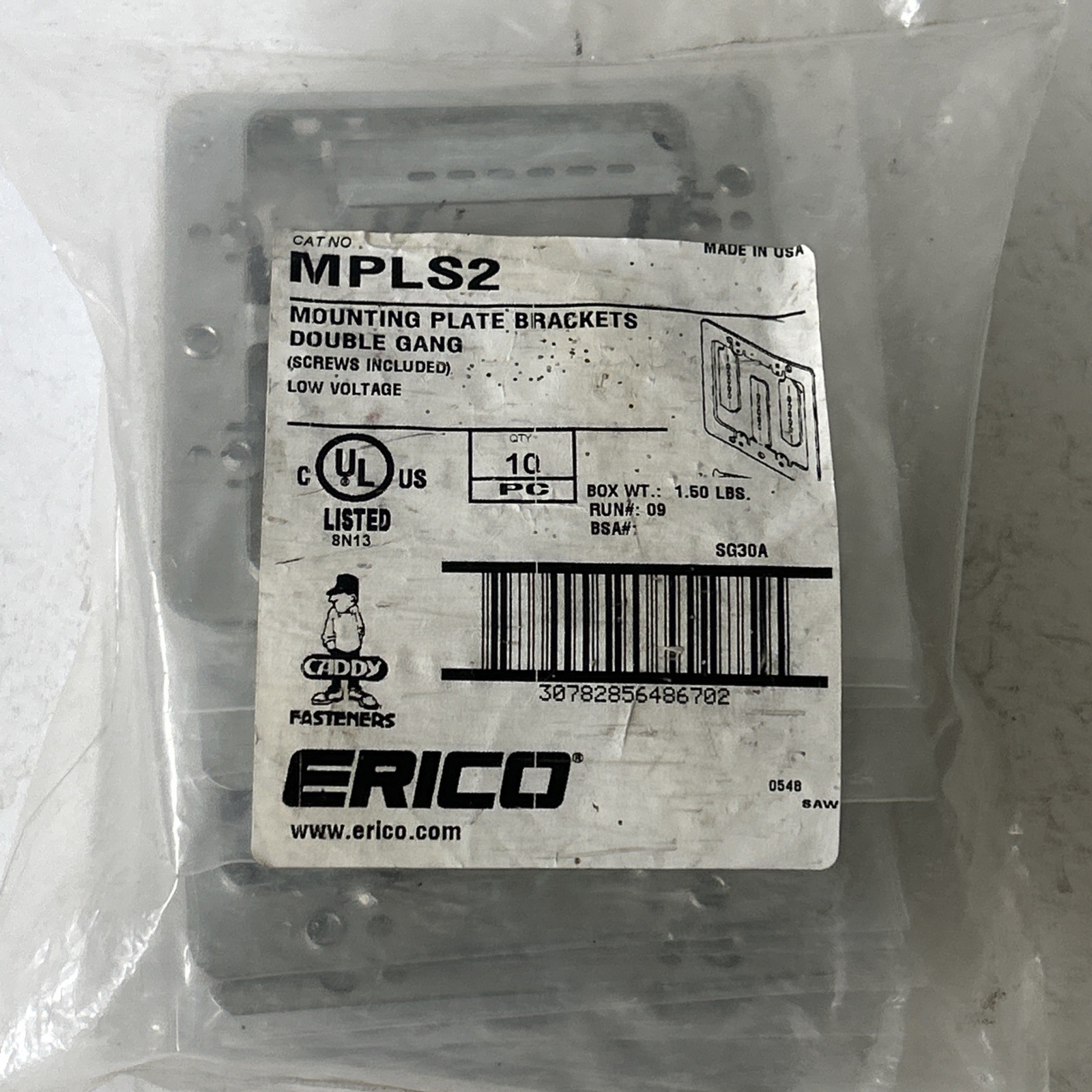 New 10 Pack of Erico MPLS2 Mounting Plate Brackets Double Gang Low Voltage